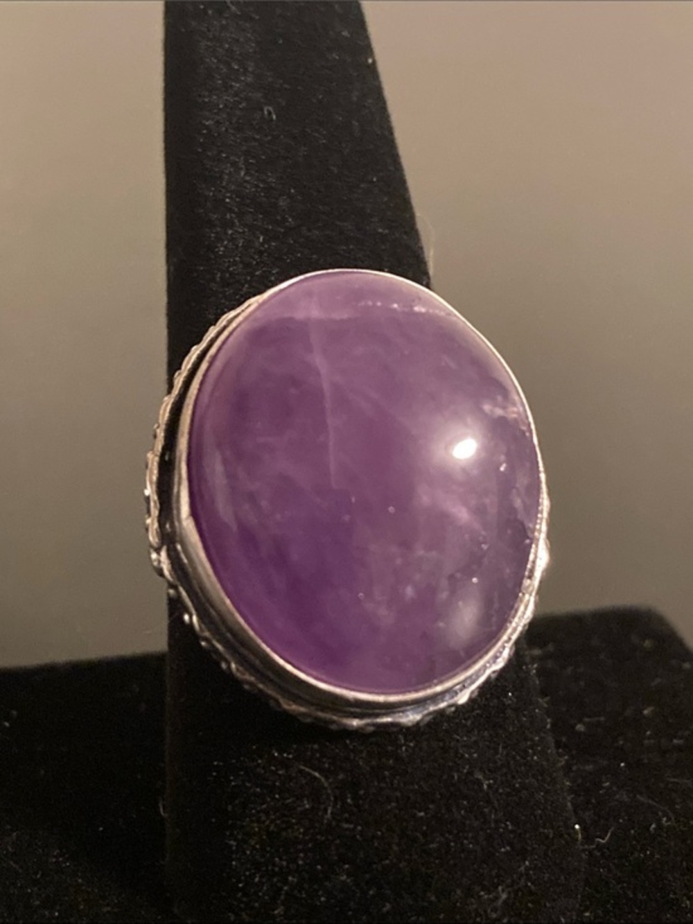 Elegant Purple Cabochon Ring in 925 Silver Setting size 9